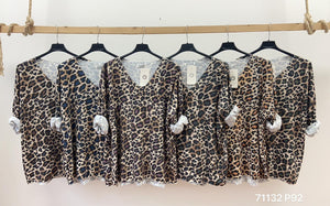 V-Neck Leopard Print Top