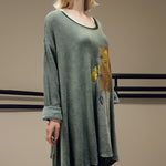 Oversize Fluffy Flower Print Jumper