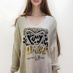 V-Neck Foil Print Jumper
