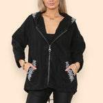 Hooded Embroidered Denim jacket