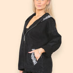 Hooded Embroidered Denim jacket