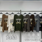 V-Neck Foil Print Jumper
