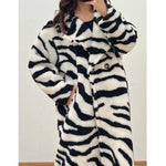 White Zebra Print Oversize Coat