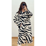 White Zebra Print Oversize Coat