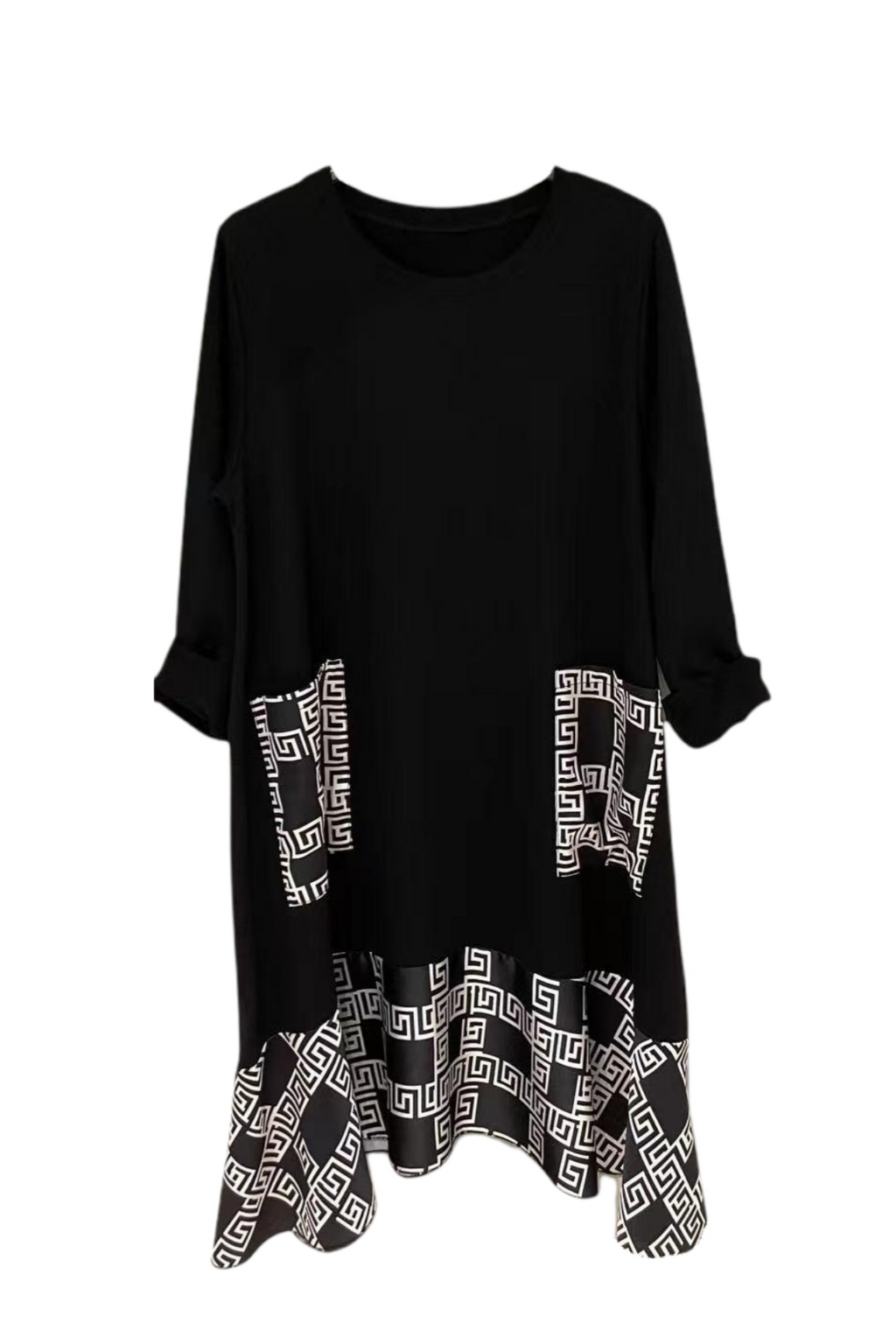 Greek Print 2 Pocket Dress